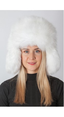 Arctic white fox fur hat – Russian style